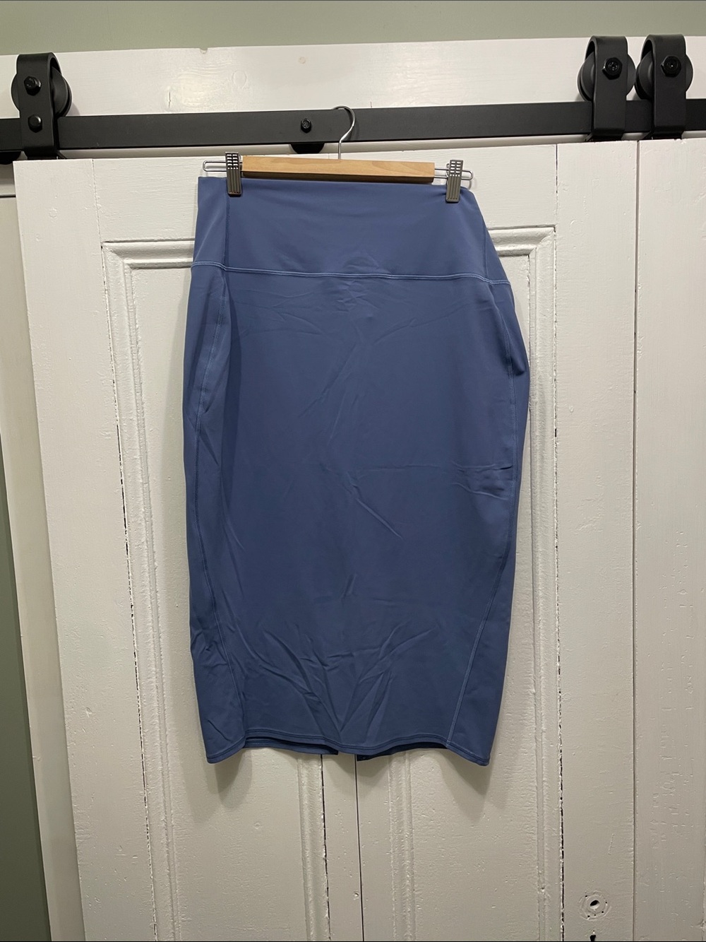 Lululemon Nulu Slim-Fit High-Rise Midi Skirt in Washed Denim size 14 XL